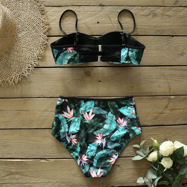 Push up floral envoltório bikini define mulheres sexy cintura alta duas peças maiôs 2020 menina praia trajes de banho - Image 4