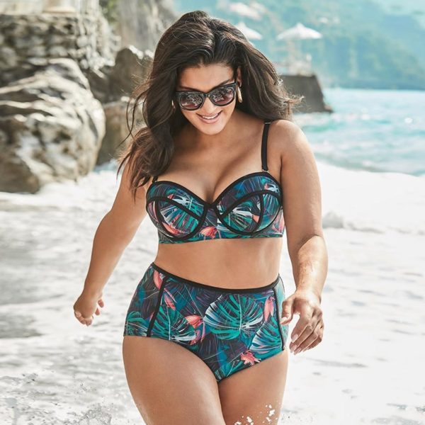 Push up floral envoltório bikini define mulheres sexy cintura alta duas peças maiôs 2020 menina praia trajes de banho
