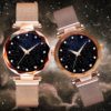 Relógio das mulheres céu estrelado relógio magnético aço inoxidável malha banda luxo quartzo relógio de pulso diamante relógios pulso relogio feminino - Image 2