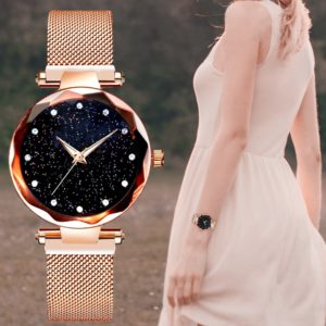 Relógio das mulheres céu estrelado relógio magnético aço inoxidável malha banda luxo quartzo relógio de pulso diamante relógios pulso relogio feminino