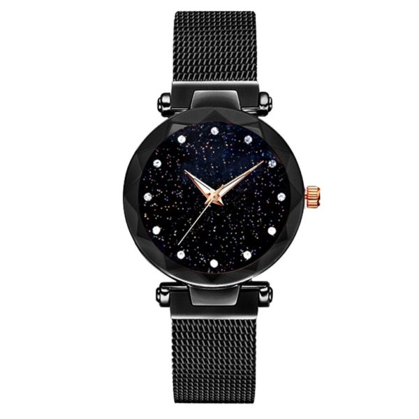 Relógio das mulheres céu estrelado relógio magnético aço inoxidável malha banda luxo quartzo relógio de pulso diamante relógios pulso relogio feminino - Image 5