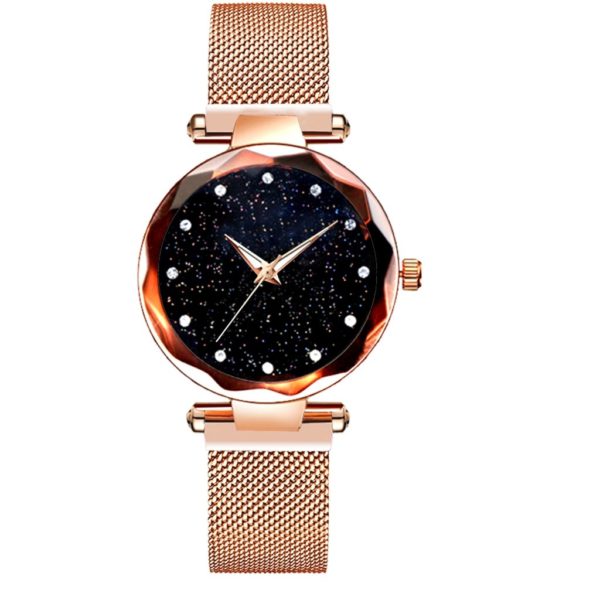 Relógio das mulheres céu estrelado relógio magnético aço inoxidável malha banda luxo quartzo relógio de pulso diamante relógios pulso relogio feminino - Image 6
