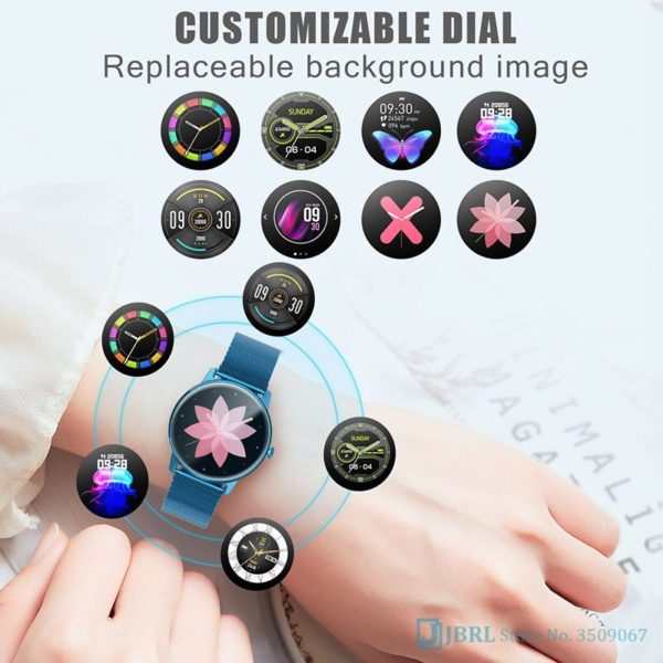 Relógio inteligente de luxo mulher smartwatch eletrônica relógio inteligente para android ios rastreador de fitness toque completo bluetooth smart-watch - Image 3
