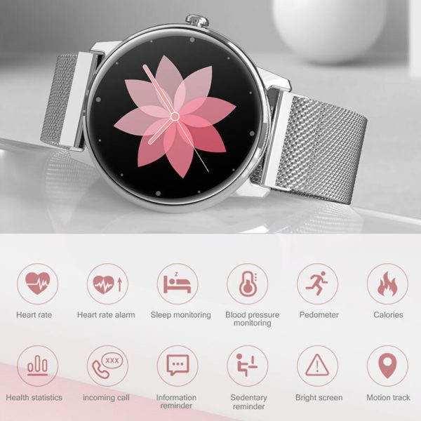 Relógio inteligente de luxo mulher smartwatch eletrônica relógio inteligente para android ios rastreador de fitness toque completo bluetooth smart-watch - Image 4