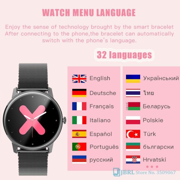 Relógio inteligente de luxo mulher smartwatch eletrônica relógio inteligente para android ios rastreador de fitness toque completo bluetooth smart-watch - Image 6