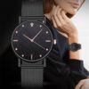 Relógio luxuoso feminino casual, de quartzo vansvar, aço inoxidável, tira de mármore, moderno, analógico, relógio de pulso, 20janeiro