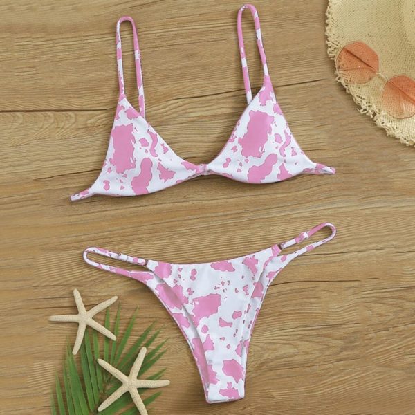 Sexy biquíni mujer 2020 nova vaca impressão maiô feminino duas peças push up biquini brasileiro terno de natação para mulher praia - Image 2
