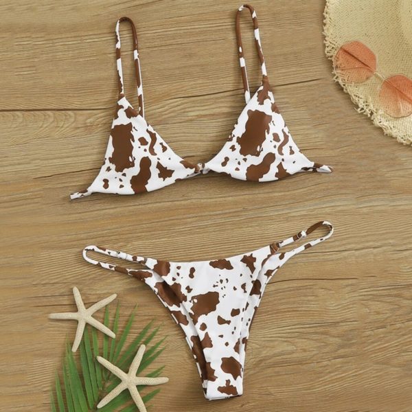 Sexy biquíni mujer 2020 nova vaca impressão maiô feminino duas peças push up biquini brasileiro terno de natação para mulher praia - Image 3