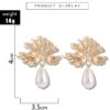 Tocona brincos de pérola luxuosos, pedra pérola com pingente de ouro, folhas, joias geométricas para mulheres, acessórios 8984 - Image 2