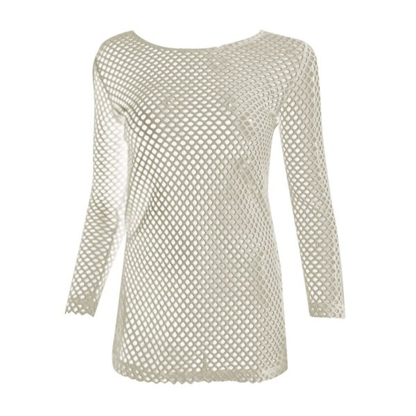 Vestido de malha manga longa feminino, pareo saída de praia de crochê, túnica, biquíni sarongue, maiô feminino, verão 2020 - Image 6