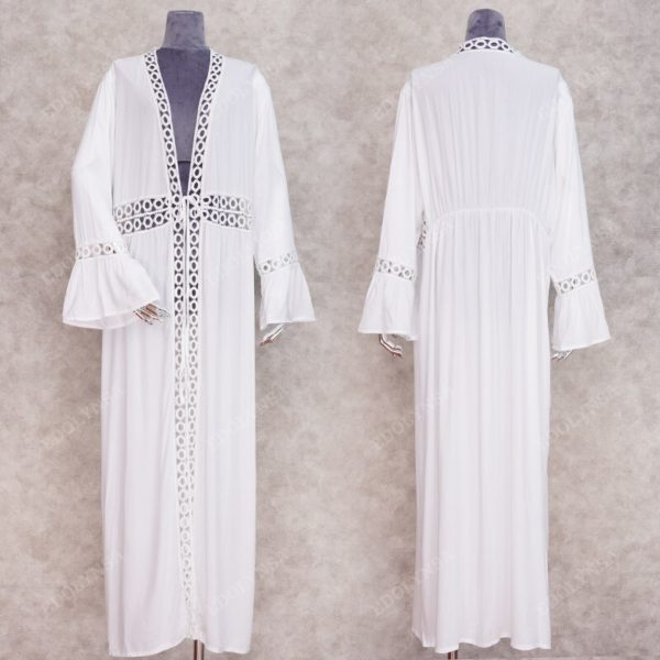 Vestido kimono feminino de algodão, capa saída de biquíni sensual, túnica branca, roupa de praia, verão 2020 cobrir q964 - Image 5